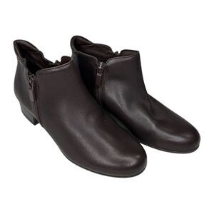 Trotters Leather‎ Brown Leather Ankle Boots Zipper Sz 5 NEW